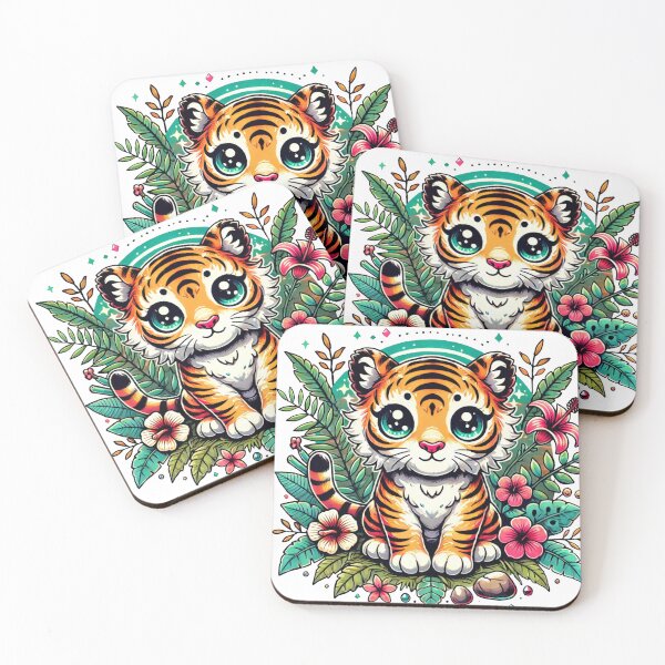 Item preview, Chibi Tiger among Tropical Flowers designed and sold by JonelleTshirts.