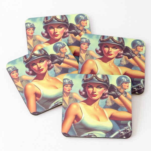 Item preview, Retro Biker Woman designed and sold by PulpVintage.