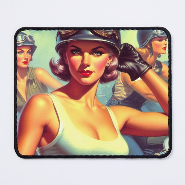 Item preview, Retro Biker Woman designed and sold by PulpVintage.