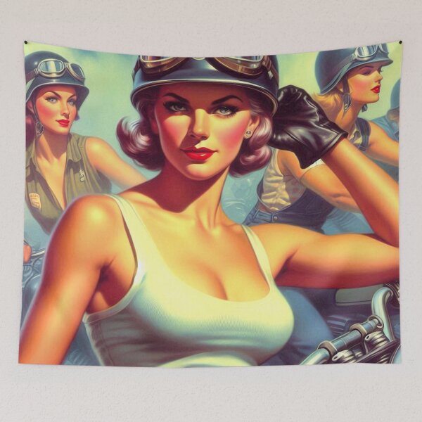 Item preview, Retro Biker Woman designed and sold by PulpVintage.