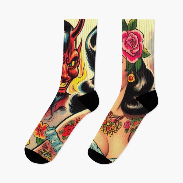 Item preview, Devilish Tattoo Woman designed and sold by PulpVintage.