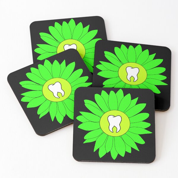 Item preview, Neon Green & Yellow Flower Tooth designed and sold by thehippiehygienist.