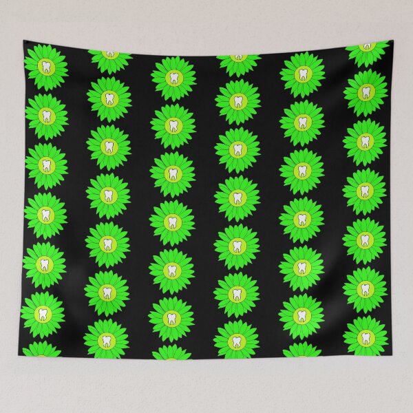 Item preview, Neon Green & Yellow Flower Tooth designed and sold by thehippiehygienist.