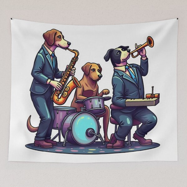 Item preview, Canine Jazz Trio: Sax, Drums and Trumpet designed and sold by Artbellachi.