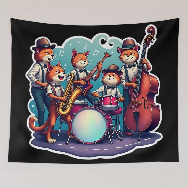 Item preview, Jazz Band Feline in Action designed and sold by Artbellachi.