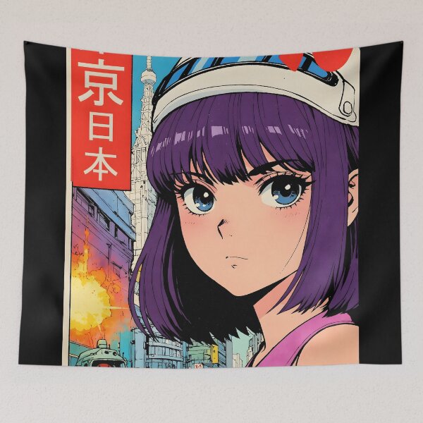 Item preview, Tokyo Japan 80s Retro Anime Girl Vintage Travel designed and sold by Retro-Anime9.