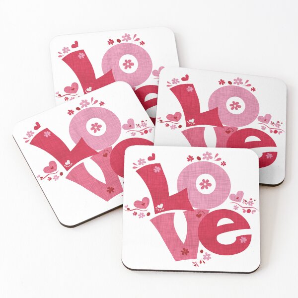 Item preview, LOVE hand lettered word in pinks with flowers and heart just for the love of your life designed and sold by JessKingArtist.