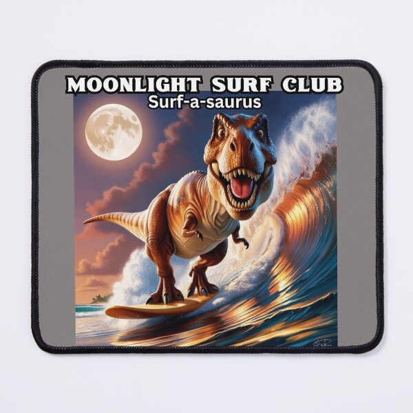 Item preview, Surfing Dinosaur, Surf-A-Saurus, Moonlight Surf Club designed and sold by FroggyFly Designs.