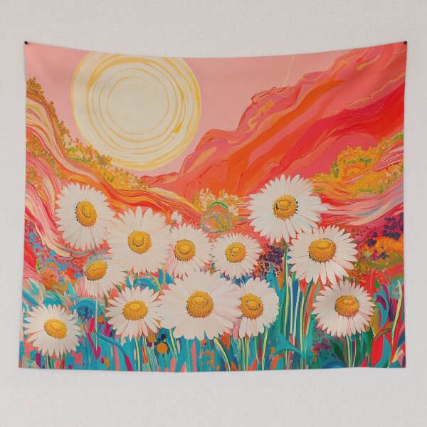 Item preview, Psychedelic daisies floral print designed and sold by dcrc.