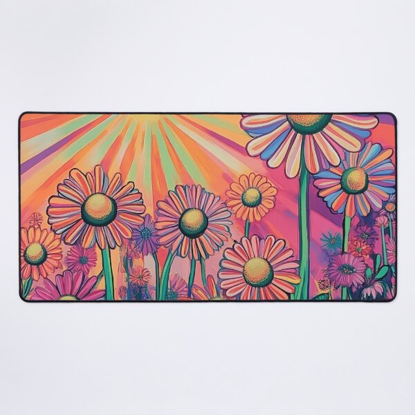 Item preview, psychedelic daisies floral print designed and sold by dcrc.