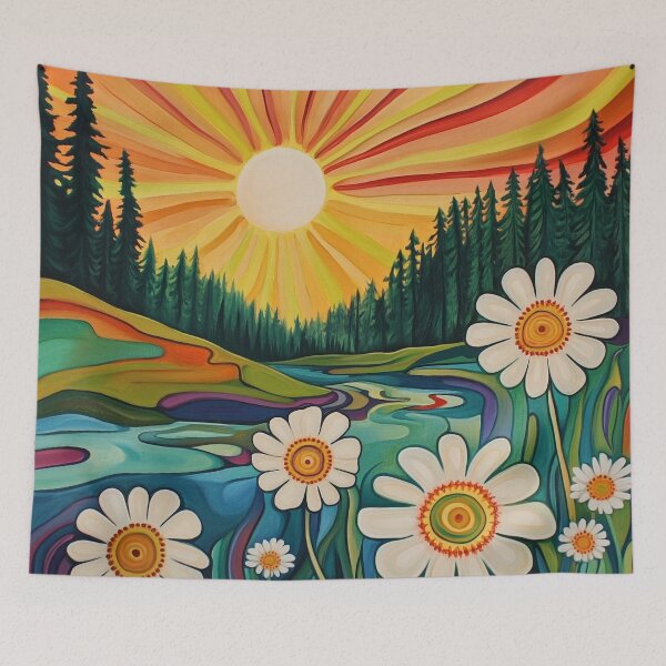 Item preview, psychedelic daisies floral print designed and sold by dcrc.