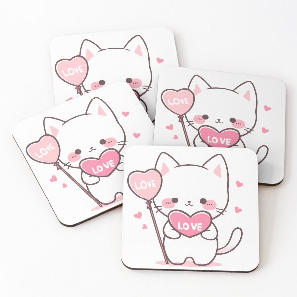 Item preview, Sweet Kitten with 'Love' Inscription - Simple Line Art designed and sold by AdamGierczyk.