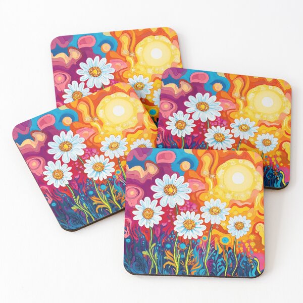 Item preview, psychedelic daisies floral print designed and sold by dcrc.