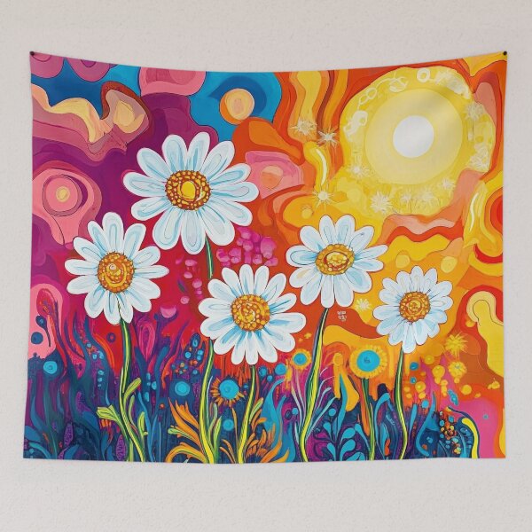 Item preview, psychedelic daisies floral print designed and sold by dcrc.