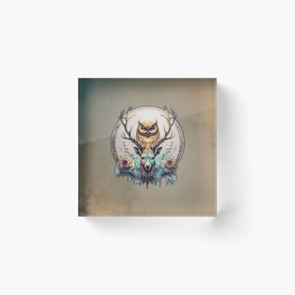 Item preview, Owl and deer, a mystical alliance designed and sold by nicky2342.