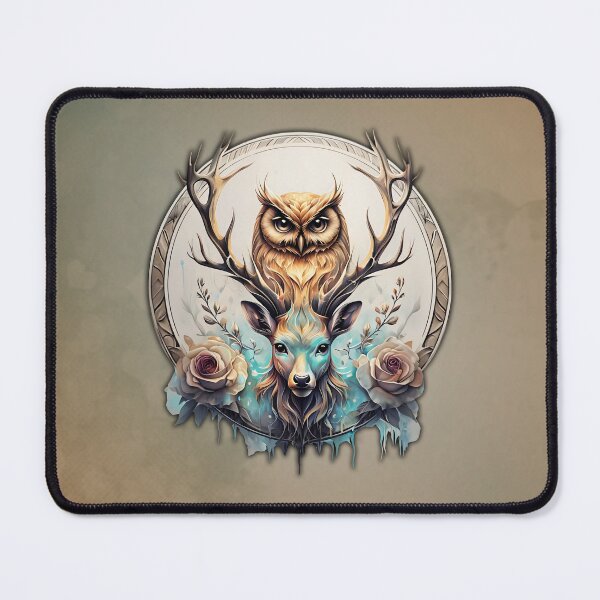 Item preview, Owl and deer, a mystical alliance designed and sold by nicky2342.
