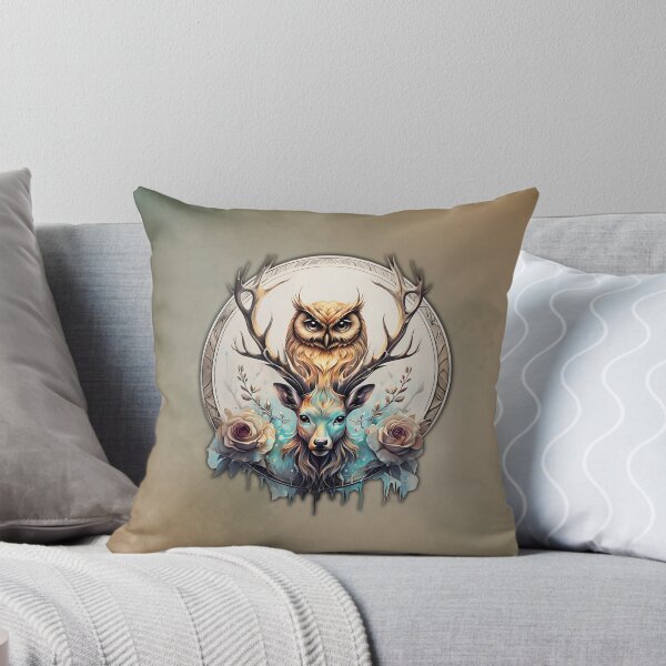 Item preview, Owl and deer, a mystical alliance designed and sold by nicky2342.