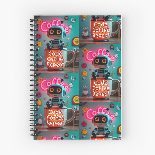 Item preview, Robot Sipping Coffee with "Code, Coffee, Repeat" designed and sold by BinarySemaphores.