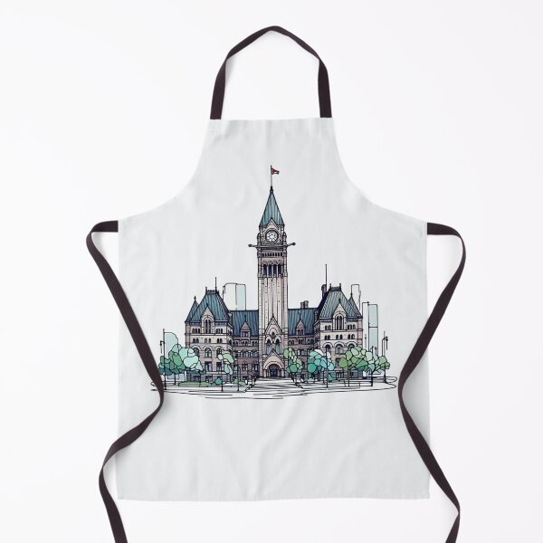 Aperçu de l'œuvre Autocollant minimaliste représentant l'ancien hôtel de ville de Toronto, créée et vendue par PaintMeWorld.