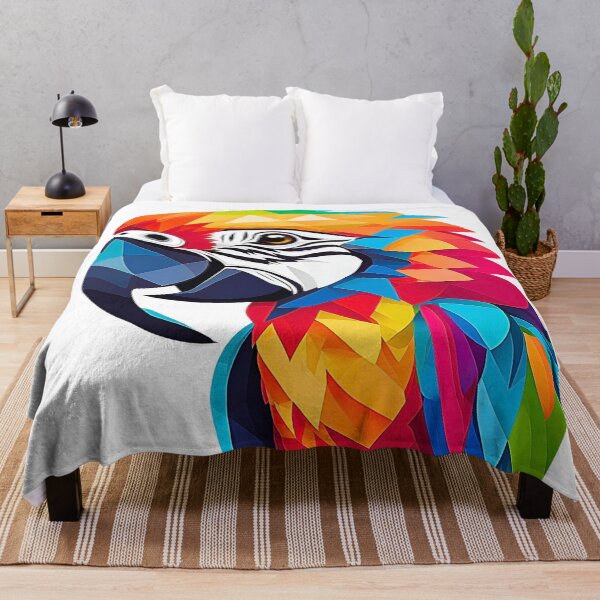 Item preview, Vibrant Macaw Parrot Face in Colorful Geometric Shapes - Stunning Artwork designed and sold by Fredster1966.