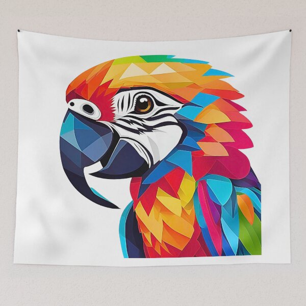 Item preview, Vibrant Macaw Parrot Face in Colorful Geometric Shapes - Stunning Artwork designed and sold by Fredster1966.