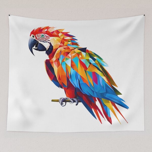 Item preview, Vibrant Macaw Parrot in Colorful Geometric Shapes - Stunning Artwork designed and sold by Fredster1966.