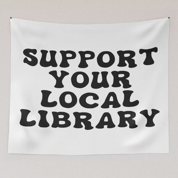 Item preview, Support your local library black text designed and sold by HeyGoAway.