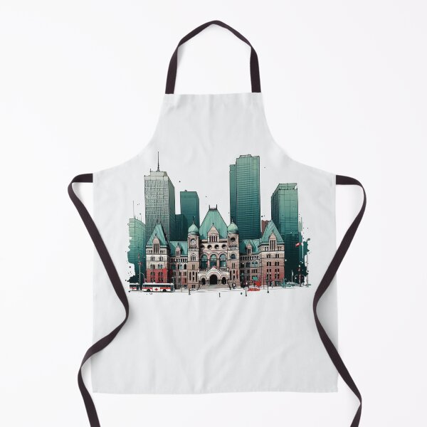 Aperçu de l'œuvre Autocollant minimaliste représentant l'ancien hôtel de ville de Toronto, créée et vendue par PaintMeWorld.