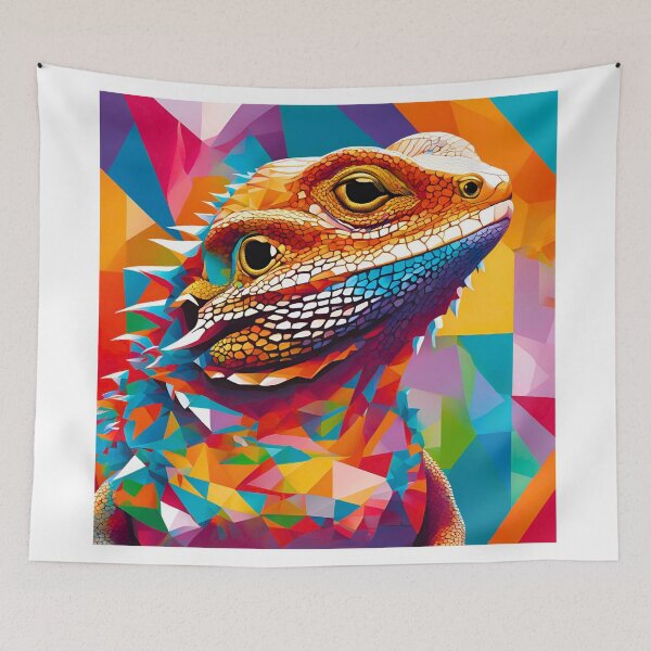 Item preview, Colorful Geometric Bearded Dragon Lizard Art - Bold Reptile Design designed and sold by Fredster1966.