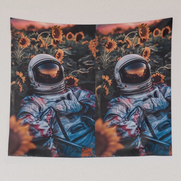 Item preview, Cosmic Rest: Astronaut Amidst Sunflower Dreams designed and sold by pixelated_echoes.