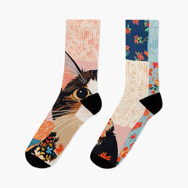 Item preview, Floral pitchwork and kitten designed and sold by KiraChie.