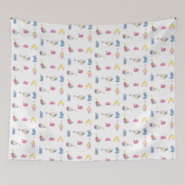 Item preview, cute bunny and duck illustration designed and sold by sujeefineart.