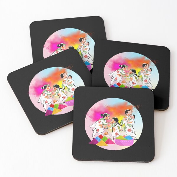 Item preview, A joyful family celebrating Holi, the Festival of Colors.  designed and sold by Wantanadesign.