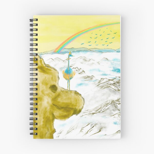 Item preview, Bird rock mountains and blue birds at sunrise  designed and sold by greenPQBstudio.