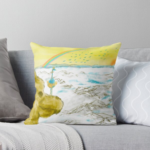 Item preview, Bird rock mountains and blue birds at sunrise  designed and sold by greenPQBstudio.