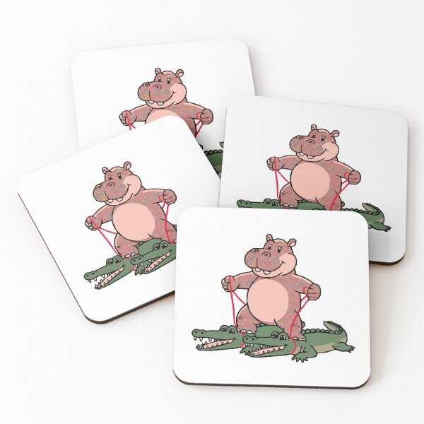 Item preview, Hippie Hippo Riding Crocodiles designed and sold by 2Blue-Dots.