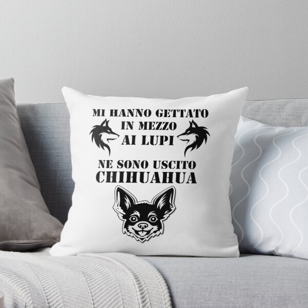Item preview, Mi hanno gettato in mezzo ai lupi ne sono uscito chihuahua Funny white designed and sold by superpixus.