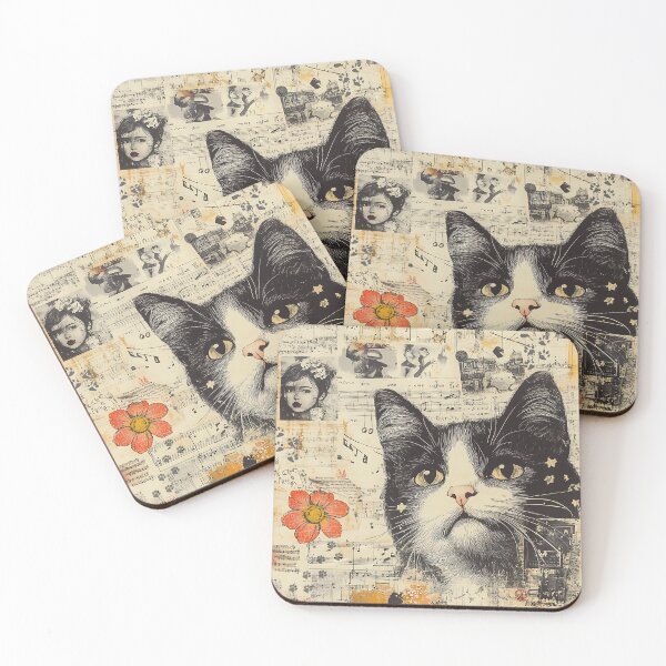 Item preview, Vintage Cat Collage -Mixed Media Design designed and sold by orangemor.