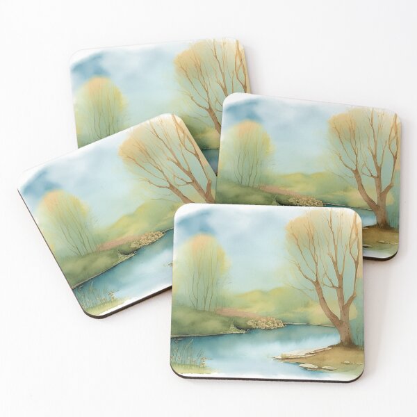 Item preview, Forest Lake in Spring Landscape Watercolor Painting | Watercolor Landscape | Watercolor Art | Watercolor Scenery designed and sold by UnhingedBird.