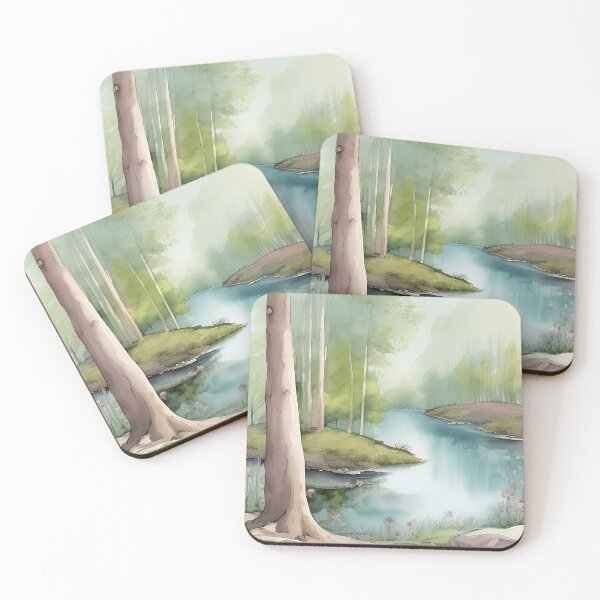 Item preview, Forest Lake in Spring Landscape Watercolor Painting | Watercolor Landscape | Watercolor Art | Watercolor Scenery designed and sold by UnhingedBird.
