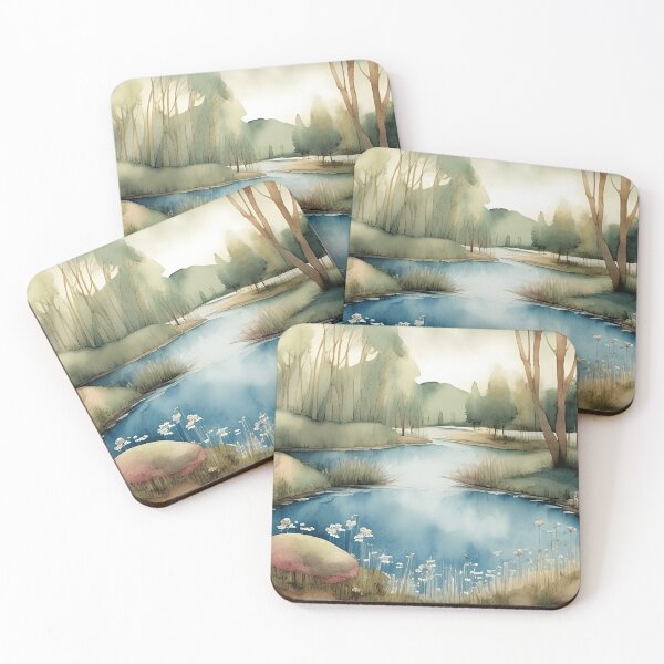 Item preview, Forest Lake in Spring Landscape Watercolor Painting | Watercolor Landscape | Watercolor Art | Watercolor Scenery designed and sold by UnhingedBird.