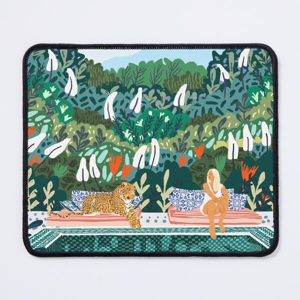 Item preview, Chilling by the pool with my leopard Tropical Jungle Nature Wildlife Bohemian Morocco Travel designed and sold by 83oranges.com.