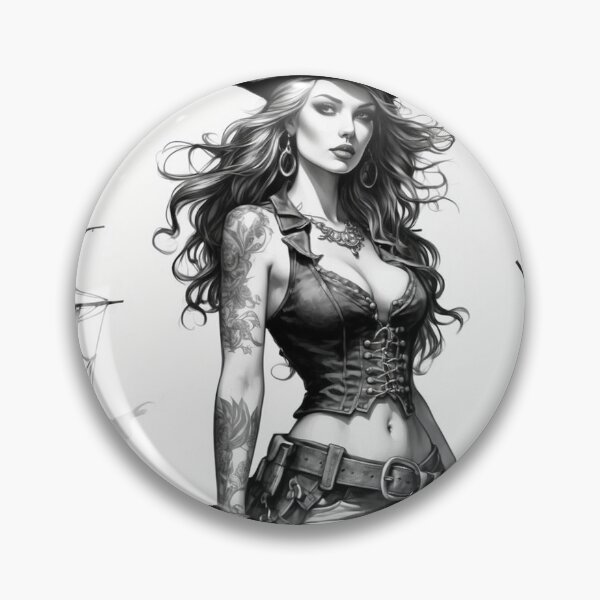 Item preview, Fearless Pirate Commander - Monochrome Illustratio designed and sold by photoparadise22.
