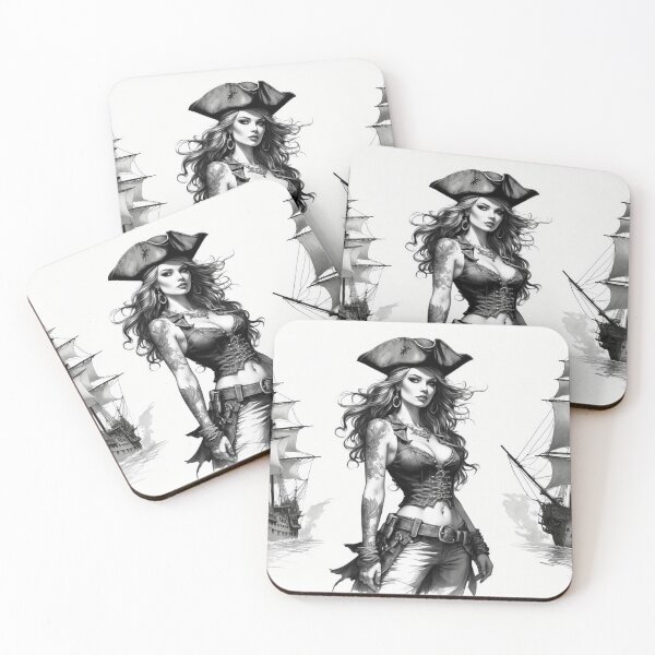 Item preview, Fearless Pirate Commander - Monochrome Illustratio designed and sold by photoparadise22.