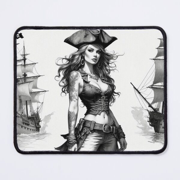 Item preview, Fearless Pirate Commander - Monochrome Illustratio designed and sold by photoparadise22.