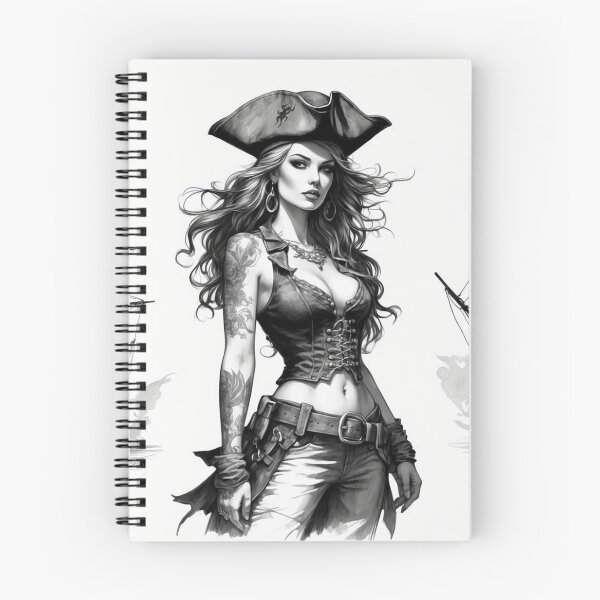 Item preview, Fearless Pirate Commander - Monochrome Illustratio designed and sold by photoparadise22.
