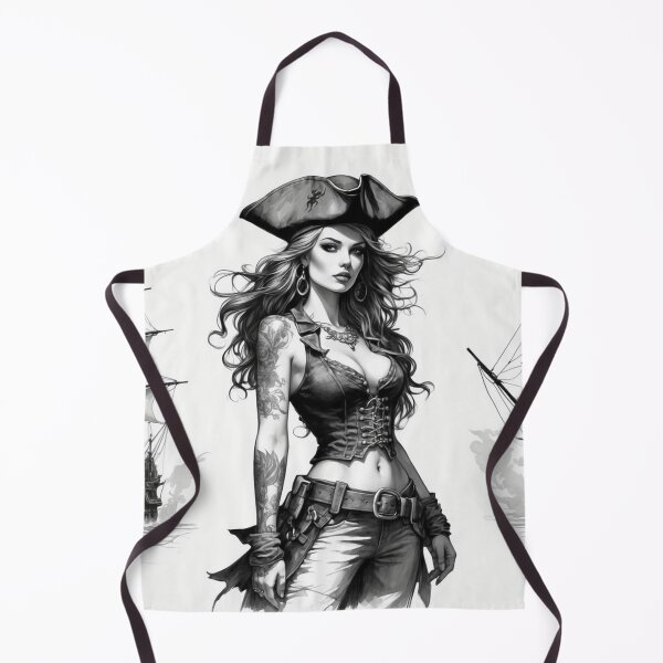 Item preview, Fearless Pirate Commander - Monochrome Illustratio designed and sold by photoparadise22.