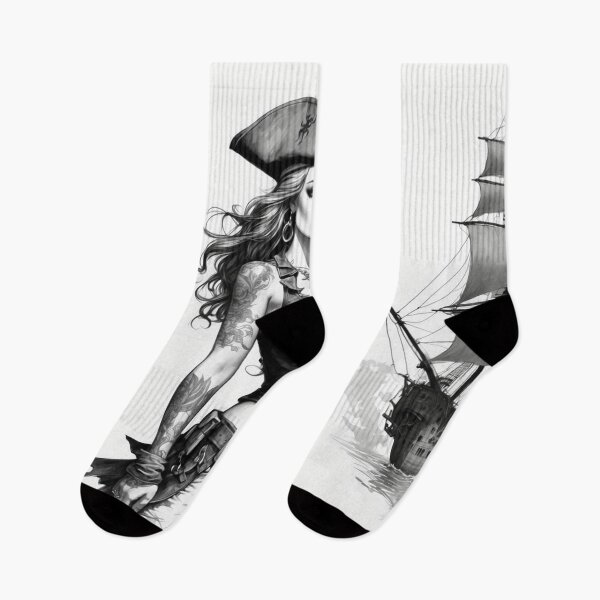 Item preview, Fearless Pirate Commander - Monochrome Illustratio designed and sold by photoparadise22.