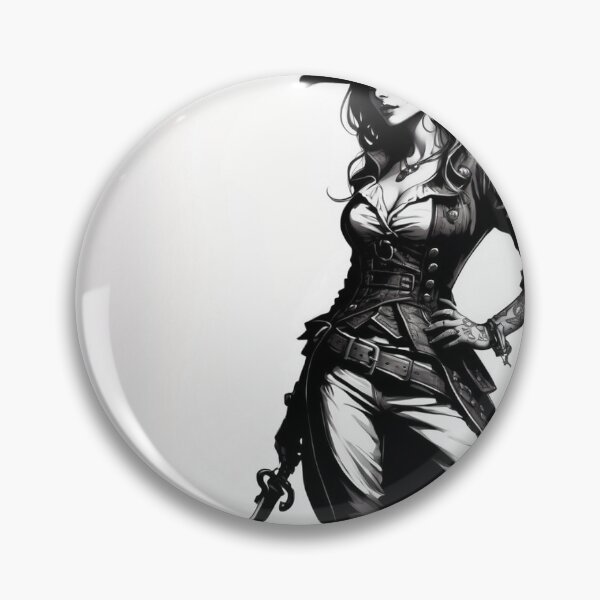 Item preview, Fearless Pirate Commander - Monochrome Illustration designed and sold by photoparadise22.
