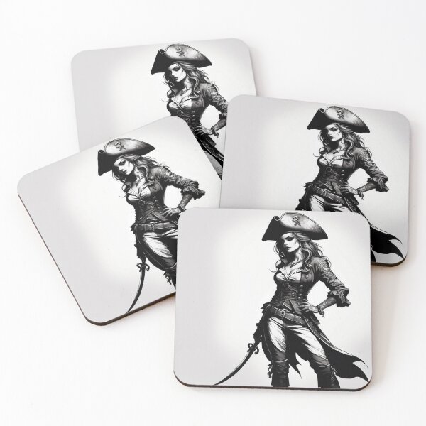 Item preview, Fearless Pirate Commander - Monochrome Illustration designed and sold by photoparadise22.